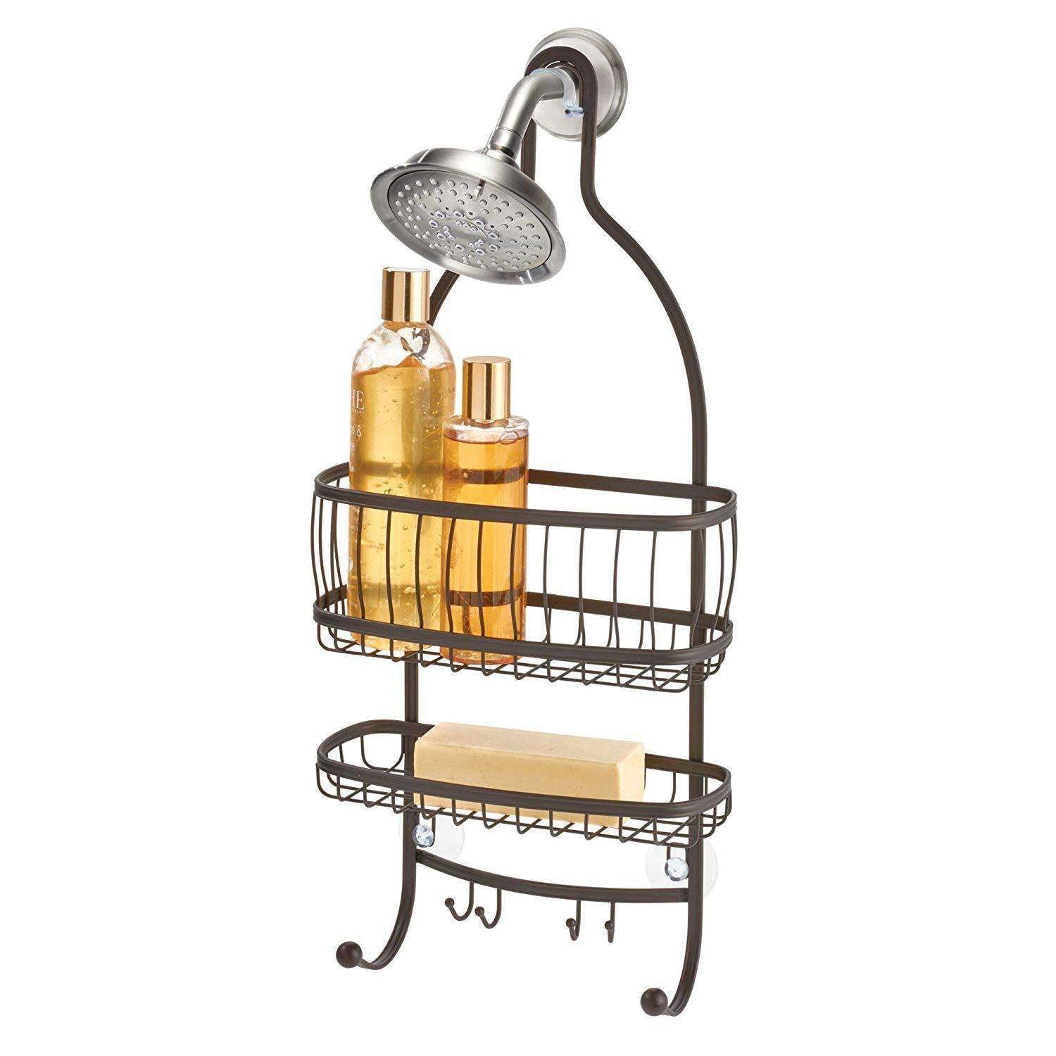 Antique Brass Tone Metal Wire Bathroom Shower Caddy Wall Mounted Stora –  MyGift